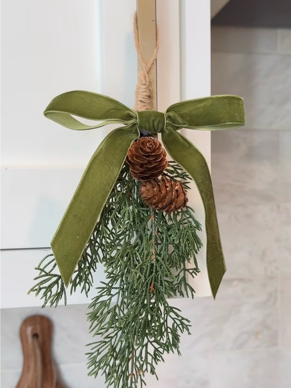 Target set of 4 Christmas Mini Swag Pinecones and Green Bow Wondershop